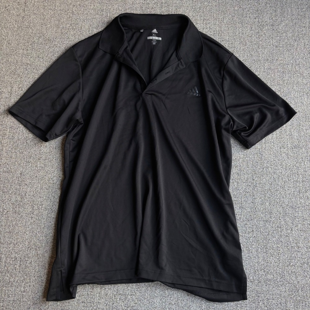Adidas Polo Shirt Mens XL Black Golf Performance Tennis Short Sleeve
